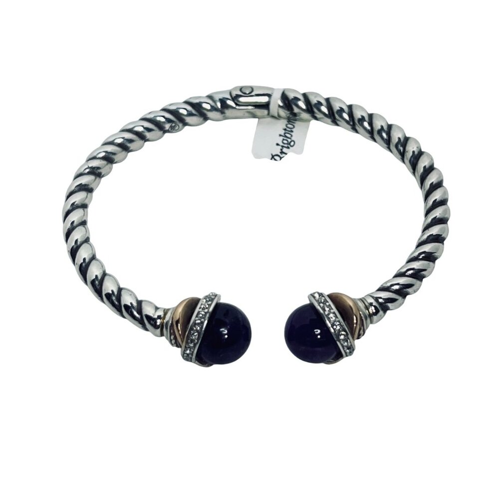 Brighton Neptune's Rings Silver Tone And Purple Agate Cuff Bracelet - Picture 2 of 4